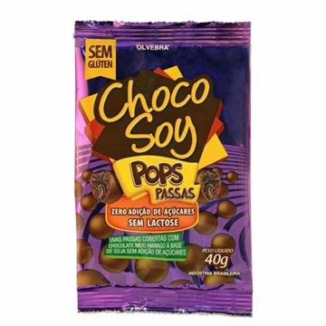 Imagem de Chocolate Chocosoy Passas Pops sem lactose 40g