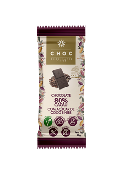 Imagem de CHOC Chocolate 80% Cacau Açúcar de Coco e NIbs 20g
