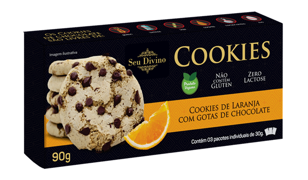Imagem de Cookies laranja com gotas de chocolate 90g -Seu Divino
