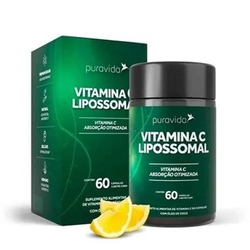 Imagem de Vitamina C Pura Vida Lipossomal 60 Caps 1100 mg