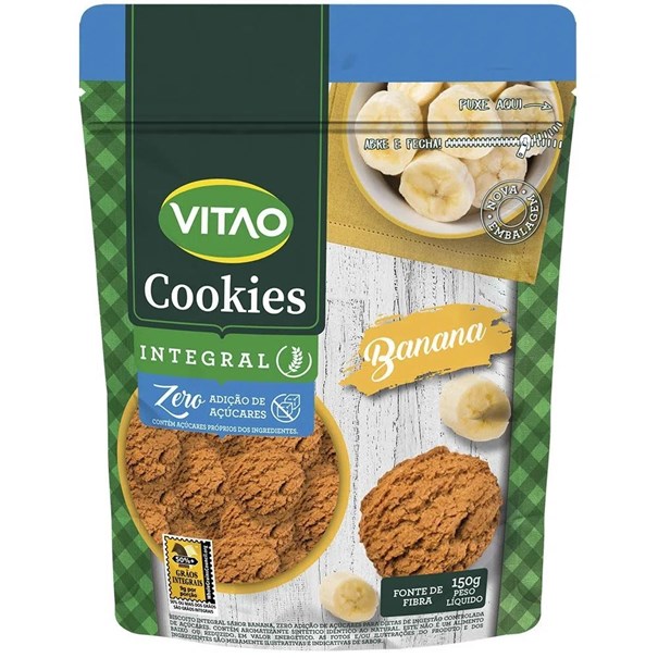 Imagem de Biscoito Cookies Zero Integral de Banana Vitao 150g