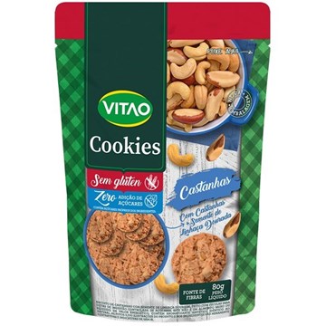 Imagem de Biscoito Cookies de Castanhas Sem Glúten Zero Lactose Vitao 80g