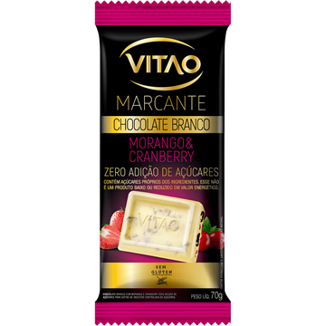 Imagem de Chocolate Branco Zero com Morango e Cranberry Vitao 70g