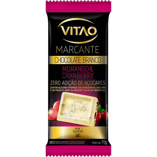 Imagem de Chocolate Branco Zero com Morango e Cranberry Vitao 70g