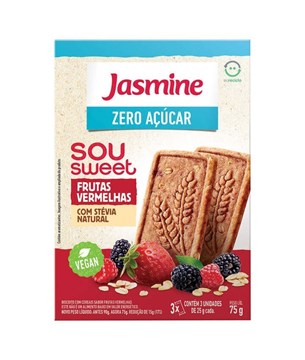 Imagem de Biscoito Zero Açúcar Sabor Frutas Vermelhas Jasmine 90g