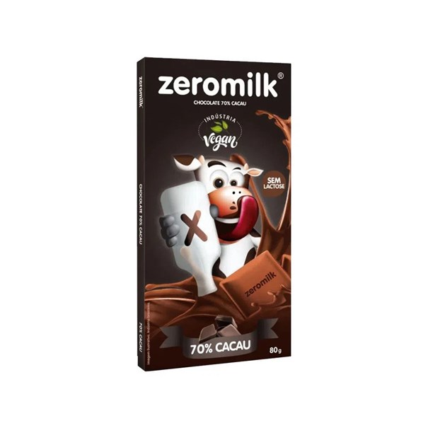 Imagem de Chocolate Sem Lactose 70% Cacau Puro Zeromilk 80g