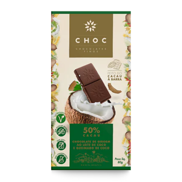Imagem de CHOC Chocolate 50% cacau ao leite de Coco 80g