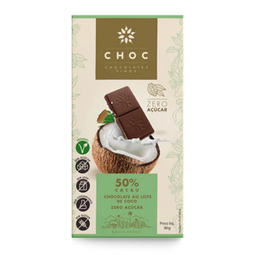 Imagem de CHOC Chocolate 50% Cacau Zero Açúcar 80g