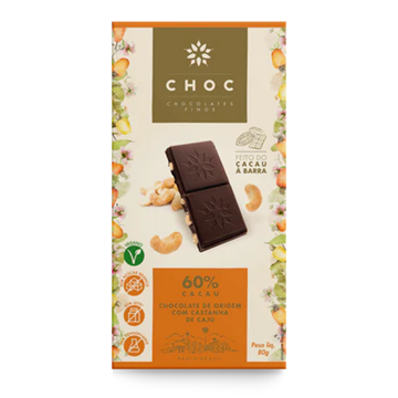 Imagem de CHOC Chocolate 60% cacau com castanha de caju 80g