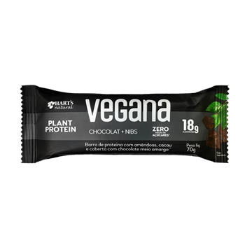 Imagem de Barra de Proteína Vegana 18g Chocolate + Nibs Hart's 70g